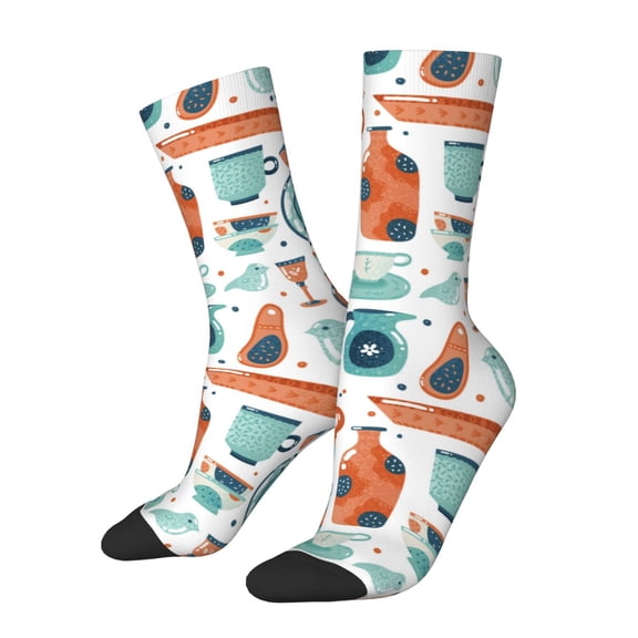 Vsdgher Cute Tableware Crew Socks for Men & Women, Breathable Casual Athletic Ankle Socks