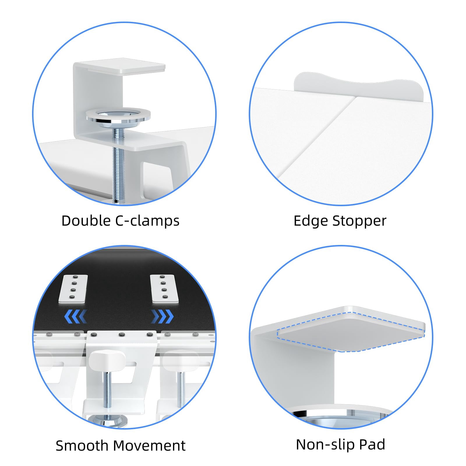Tray Under Desk Pull Out With C Clamp Mount  Computer & Mouse 25.6 (30 Including Clamps) X 11.8 Inch Slide-out Platform Drawer For Typing White Dsf1w