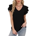 thumbnail image 2 of Sexy Dance Womens Summer Tops Ruffle Short Sleeve V Neck T-Shirts Casual Loose Fit Blouse Dressy Tops, 2 of 6