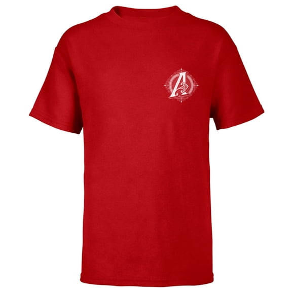 Marvel Avengers A-Logo Icon White Super Fancy Steampunk - Short Sleeve T-Shirt for Kids - Customized-Red