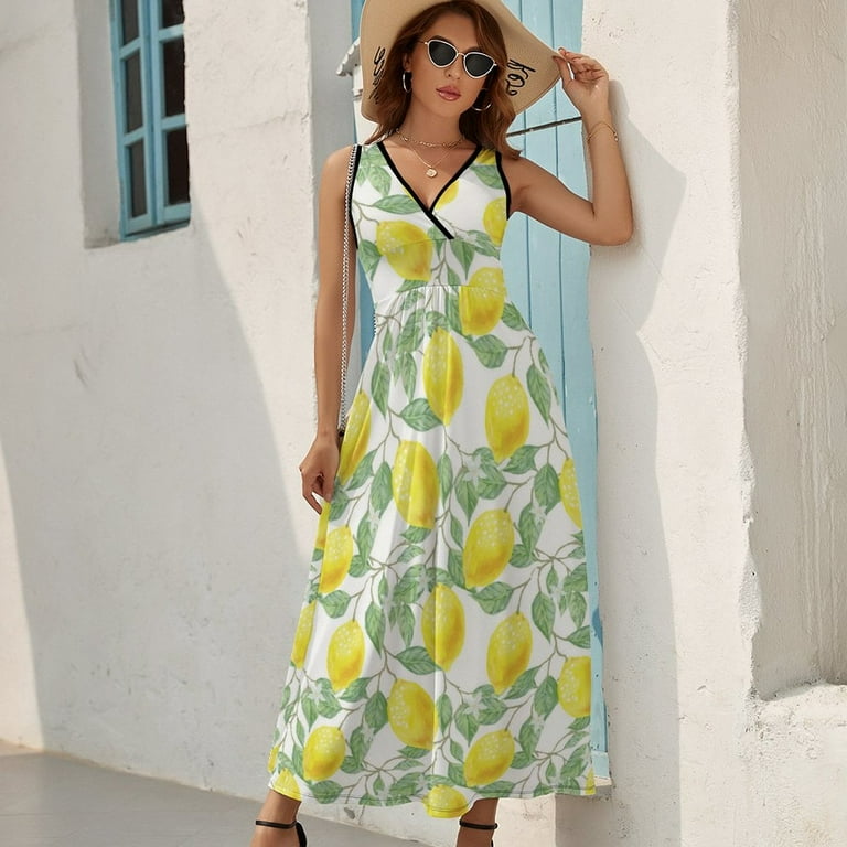 Citrus Fruits Summer Sleeveless Dress Dresses Women Summer Evening Dresses  Ladies Bohemia Long Dresses - Walmart.com