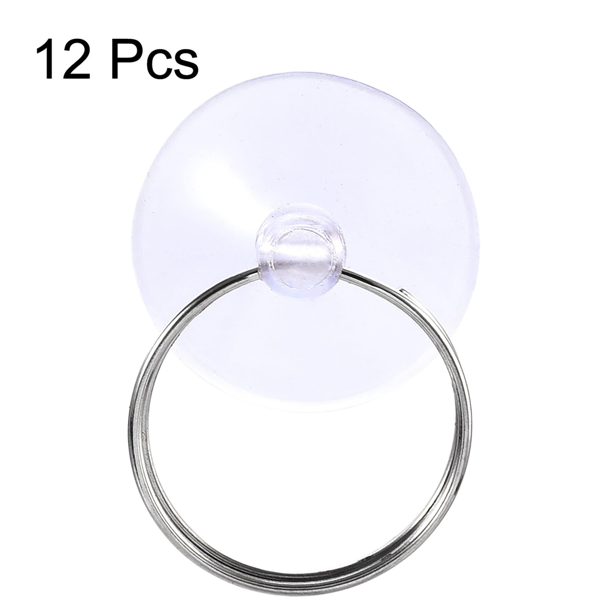 12 Pcs Suction Cup Hooks 55mm Dia Clear Thicken PVC with Metal Ring Hook 