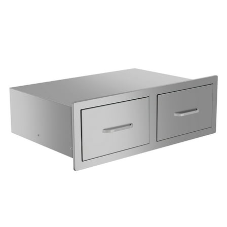 Stainless Steel Outdoor Kitchen Cabinets - Double Drawer - Courtyard Storage - 29.5"W x 10"H x 19.7"D