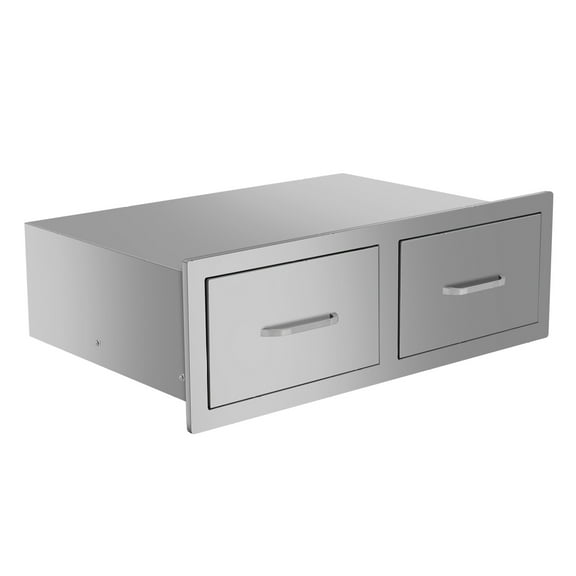 Stainless Steel Outdoor Kitchen Cabinets - Double Drawer - Courtyard Storage - 29.5"W x 10"H x 19.7"D