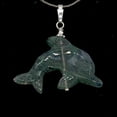 thumbnail image 4 of Moss Agate Dolphin Sterling Silver Pendant | 1 1/2" Long | Green | 1 Pendant |, 4 of 9