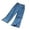Blue, variant on lnmuld Girls Thin Soft Denim Cherry Embroidered Flare Cropped Pants All Elastic High Waist Trim Hem Summer Casual Bottoms Size:7-8 Years