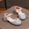 thumbnail image 5 of Piuwrlz Kids Glitter Crystal Sandals Girls Versatile Closed Toe Shoes Lace-Up Dress Flats Silver Size 10 Years, 5 of 9