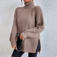 thumbnail image 3 of Suéter Suéter femenino Suéter Tops Suéter de punto de cuello alto suelto Cómodo traje de calle Ygjytge Caqui M para Mujer, 3 of 6