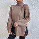 thumbnail image 4 of Suéter Suéter femenino Suéter Tops Suéter de punto de cuello alto suelto Cómodo traje de calle Cgtredaw Caqui M para Mujer, 4 of 7