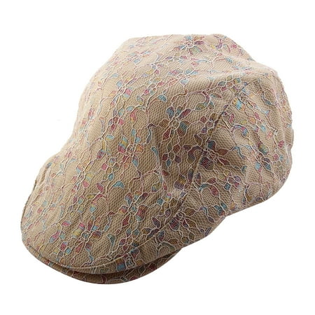 Poly Mesh Cap - Women Ladies Summer Sun Mesh Newsboy Ivy Cap Driving Golf Flat Beret Hat