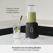 Thyme & Table 900 W 25 oz Single Serve Blender with Tritan Vessel, Smart Seal Lid and Straw, 6-Point Stainless Steel Blade, Slate Grey