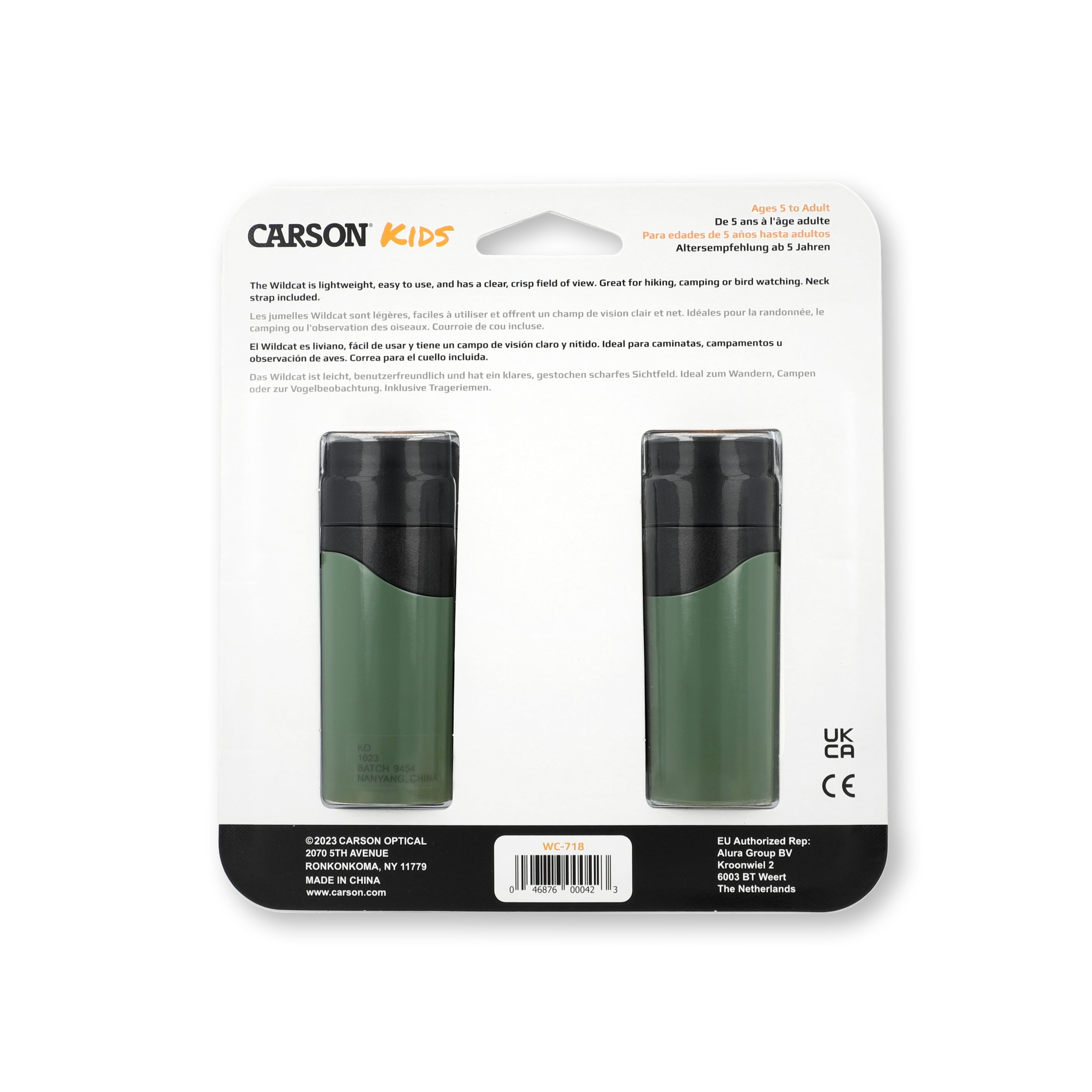 Carson Wildcat Series 7x18mm Focus Free Binoculars for Kids Outdoor Gift for Kids