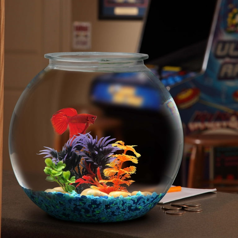 Aquatic Wonder Fish Bowl: Round Crystal Clear Plastic is Break-Resistant  and Light Weight. Ideal for Betta Fish Aquarium, Home décor and Party  Drinks (1 Gallon, 8x8x7) 
