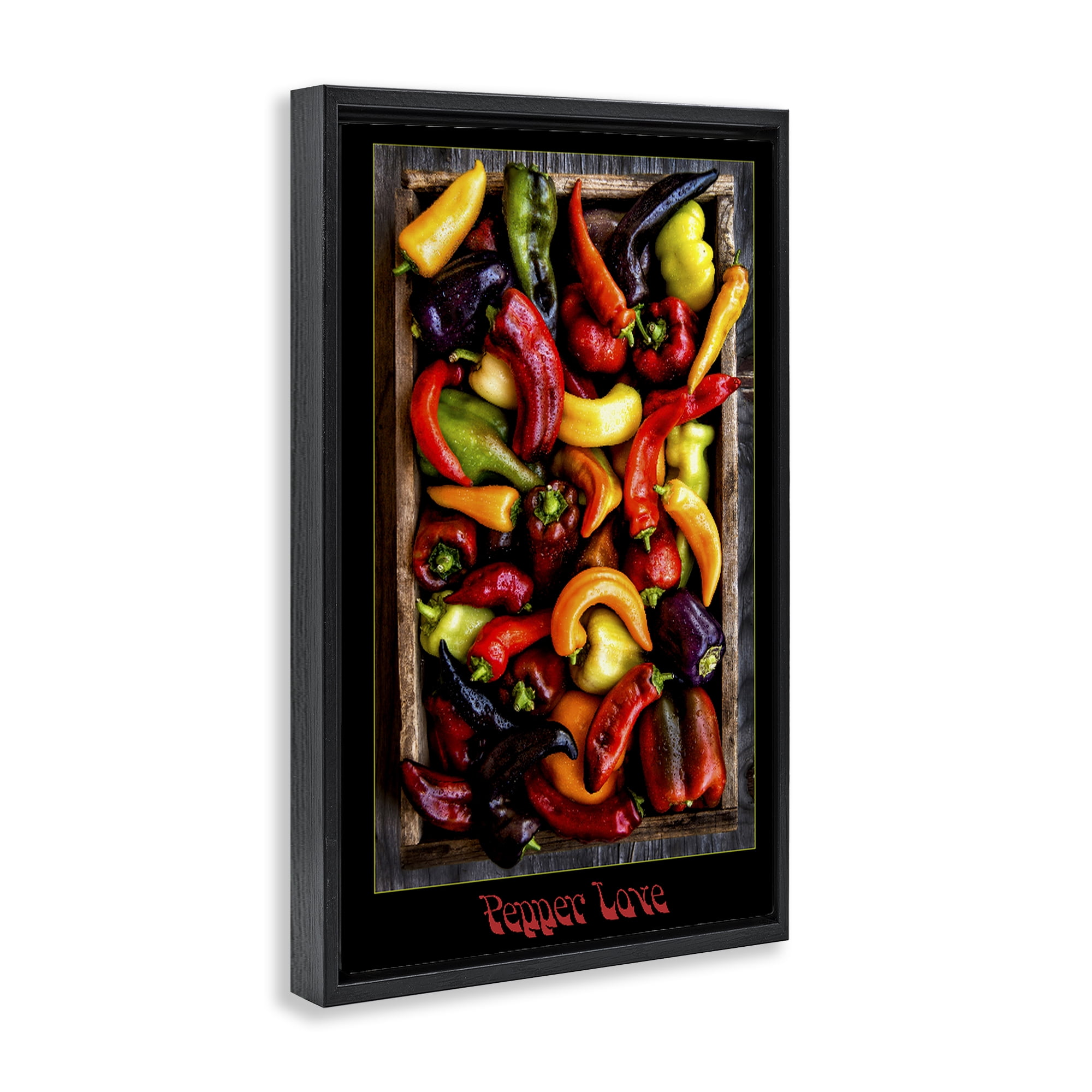 Stupell Industries Pepper Love Vibrant Vegetables Black Framed Floater Canvas Wall Art, design by Carl Kravats