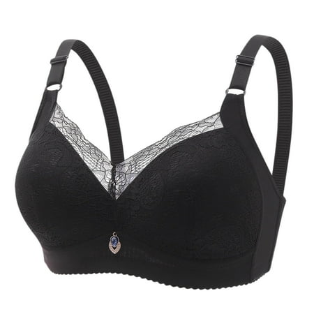 CAICJ98 Sexy Lingerie for Women Women s Full Coverage Non Padded Wirefree Plus Size Minimizer Bra for Large Bust Support Seamless 2XL Black