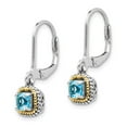 thumbnail image 2 of 925 Sterling Silver With Real 14kt Blue Topaz Earrings; for Adults and Teens; for Women and Men, 2 of 3