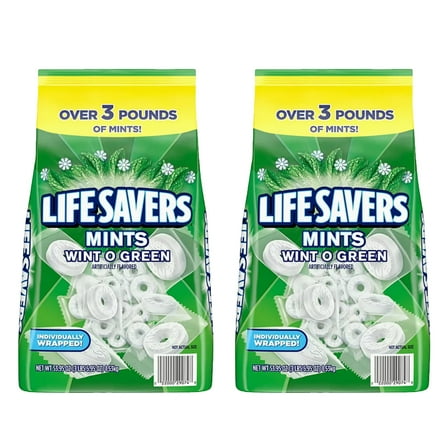 LifeSavers Wint O Green Breath Mints Bulk Hard Candy Candies 53.95 oz 3.3 lbs - (2 Pack)