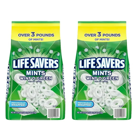 LifeSavers Wint O Green Breath Mints Bulk Hard Candy Candies 53.95 oz 3.3 lbs - (2 Pack)