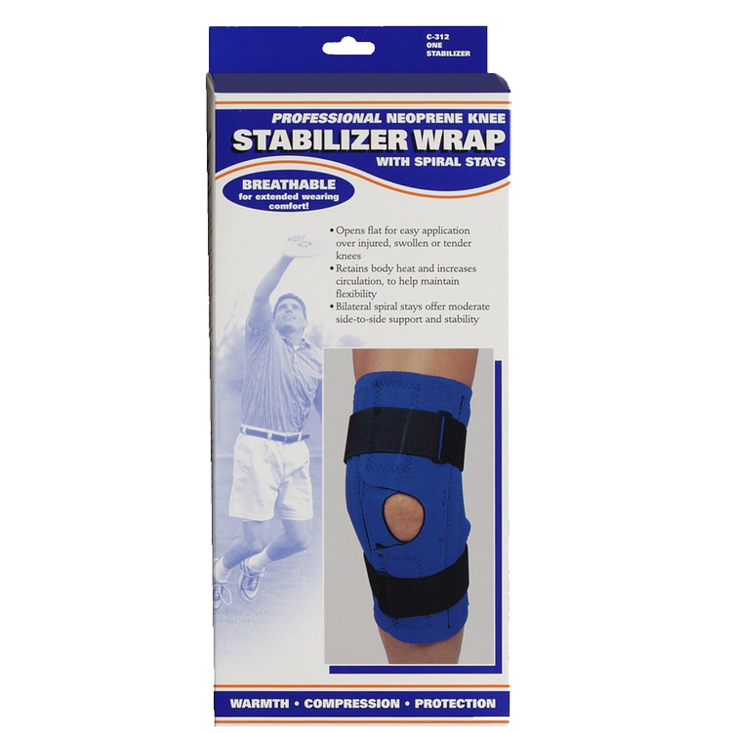 OTC Neoprene Knee Stabilizer Wrap - Spiral Stays, Black, 5X-Large