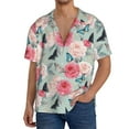 thumbnail image 3 of Wukai Roses and Butterflies Men's Casual Short-Sleeve Button Down Shirt - Lightweight Summer Dress Shirt for Daily Wear-3X-Large, 3 of 7