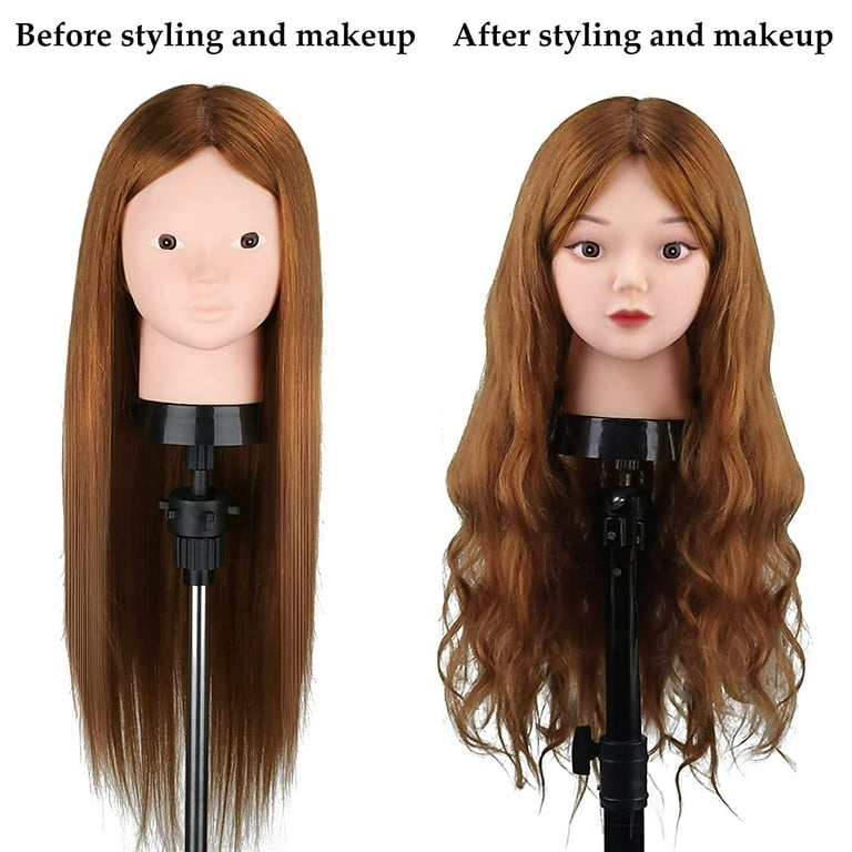 24''80% Real Human Hair Mannequin Head For Hair Training Styling