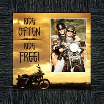 Classic Motorcycle "Ride Often, Ride Free" Sunset with Personalized Picture Frame, 10X10 9763