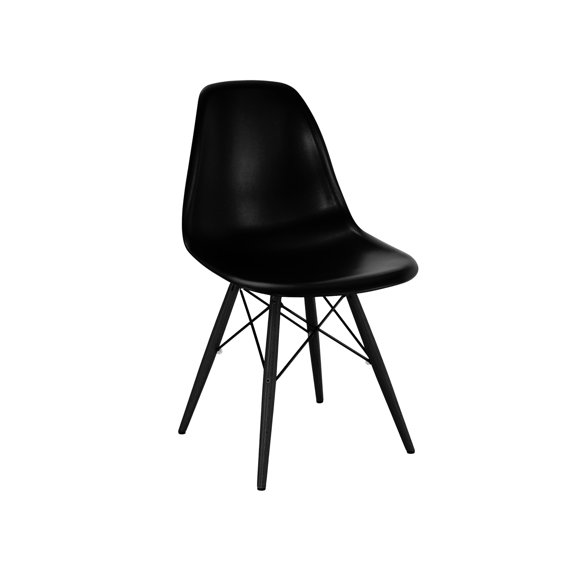 Trige Black Mid Century Side Chair Black Base (Set of 5)