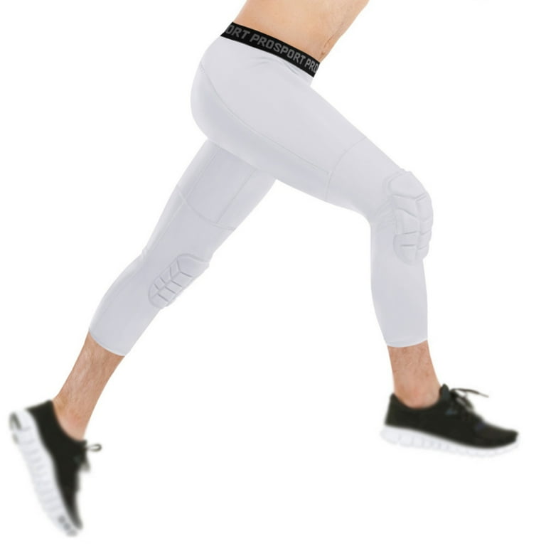 1/2-Pack Mens Basketball Leggings with Knee Pads 3/4 Compression