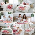 thumbnail image 5 of Watercolor Floral Bedding Duvet Cover Set King Size 4 Pieces Pink Flowers Soft Twill Plush Quilt Cover, Include 1 Duvet Cover 1 Flat Sheet And 2 Pillow, 5 of 7