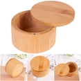 thumbnail image 5 of BLEEUS Bamboo Salt Cellar With Magnetic Swivel Lid Round Salt Container Spice Box Kitchen Daily Supplies (L), 5 of 10