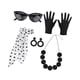 thumbnail image 2 of Accesorios de vestuario de los años 50 mujer disfraz vintage cosplay fiesta graduación 5 piezas negro, 2 of 8