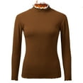 thumbnail image 5 of Youmylove Winter Women Crew Neck Lined Thermal Underwear Slim Warm Base Layers Long Sleeve Shirts Patchwork Top Warm Base Layers, 5 of 7