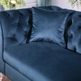 thumbnail image 6 of Teal Blue Velvet Chesterfield Sofa 3 Seater Tufted Couch with Scroll Arm and Scroll Back for Living Room, 6 of 11