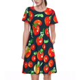 thumbnail image 1 of Bixox Robe d'Été à Manches Courtes pour Femmes Robe Ample Longueur Genou avec Poches-Tomates, 1 of 7