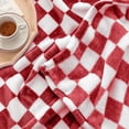 thumbnail image 3 of Throw Blankets Flannel Blanket with Checkerboard Grid Pattern Soft Throw Blanket for Couch, Bed, Sofa Luxurious Warm and Cozy for All Seasons (Red, 50"x60"), 3 of 6