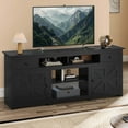 thumbnail image 2 of Dextrus Country-style Media Console, TV Cabinet with Built-in Power Socket for Screens up to 80'', Television Stand with Adjustable Divider & Drawer Storage, Black, 2 of 9