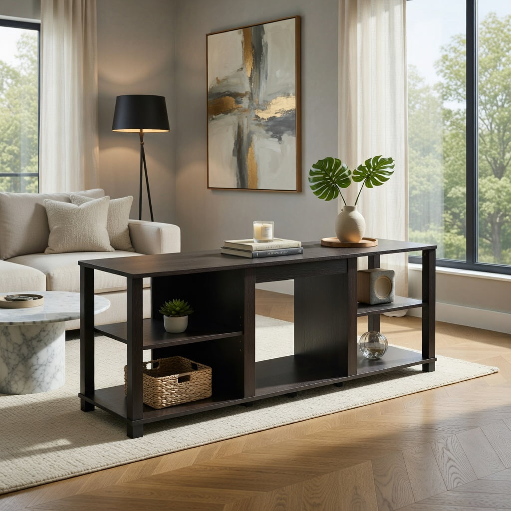 Topcobe 2-Tier TV Storage Cabinet Console with Adjustable Shelves, TV Furniture for Living Room