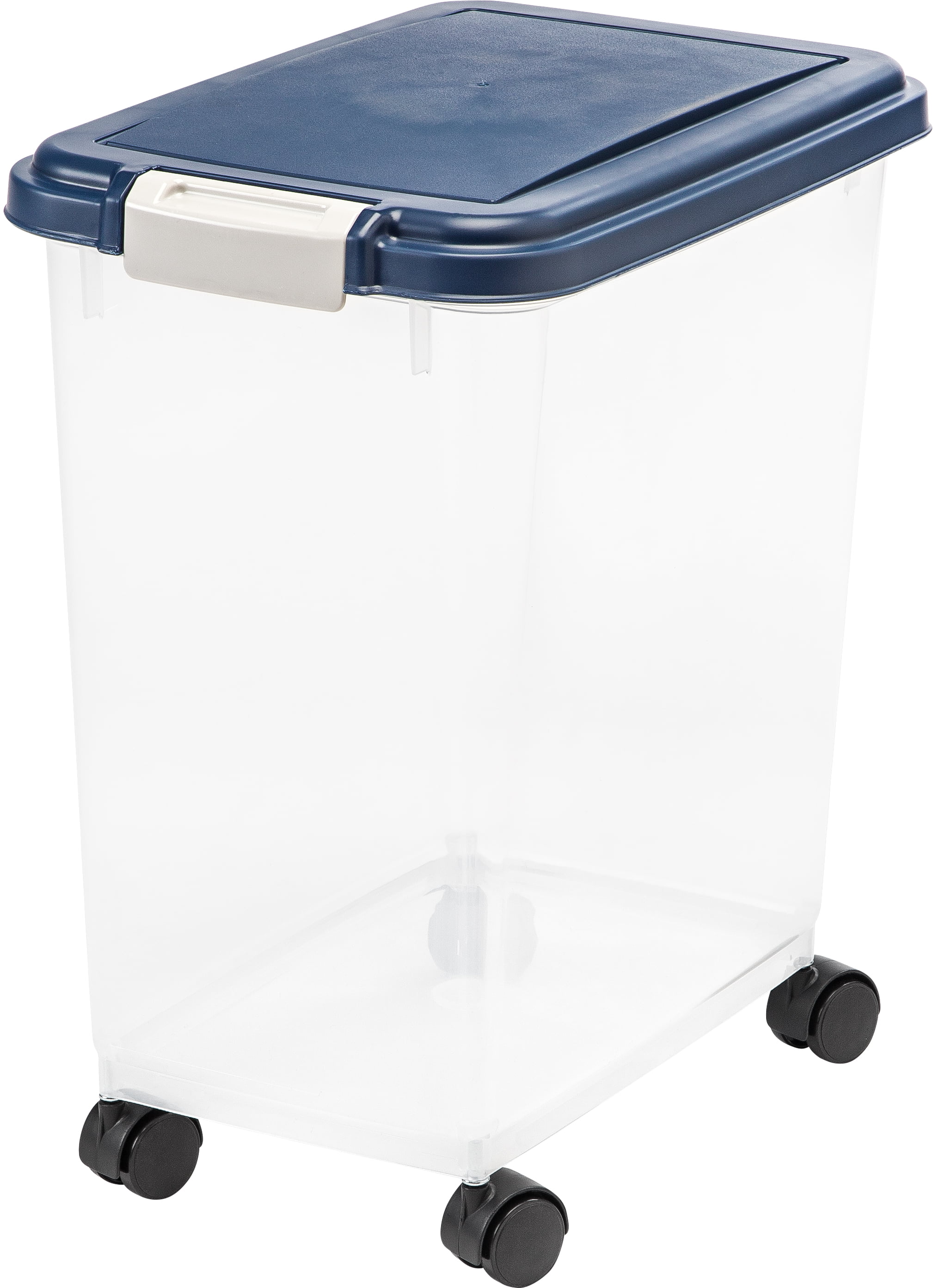 Iris 45 lb. Pet Food Container Clear & White, 13-5/8 x 18-1/2 x 22-1/2 H | The Container Store