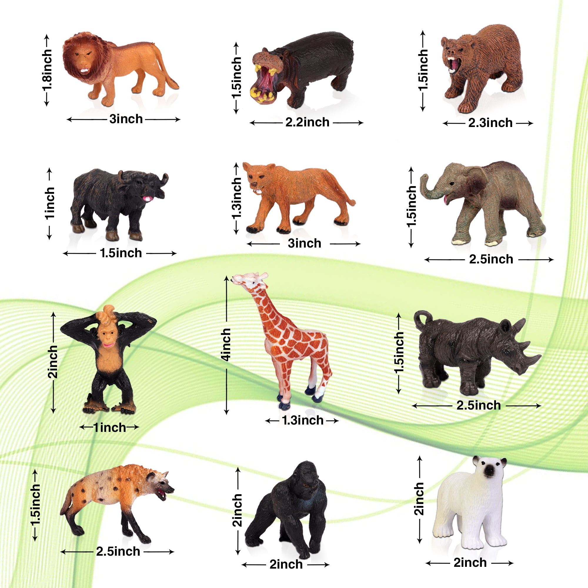 KarberDark Animal Toy 64 Pack Mini Wild Plastic Animals Models Toys Kit Jungle Realistic Animal Figure Set for Children Kids Boy Girl Party Favors Educational Toy Birthday Game Classrooms Rewards 