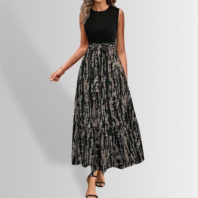 WILLBEST Vestido Largo Informal De Verano Para Mujer, Vestido Largo Cruzado De Manga Corta Con Estampado Floral, Vestido De Retazos Con Volantes, Vestido De Línea A