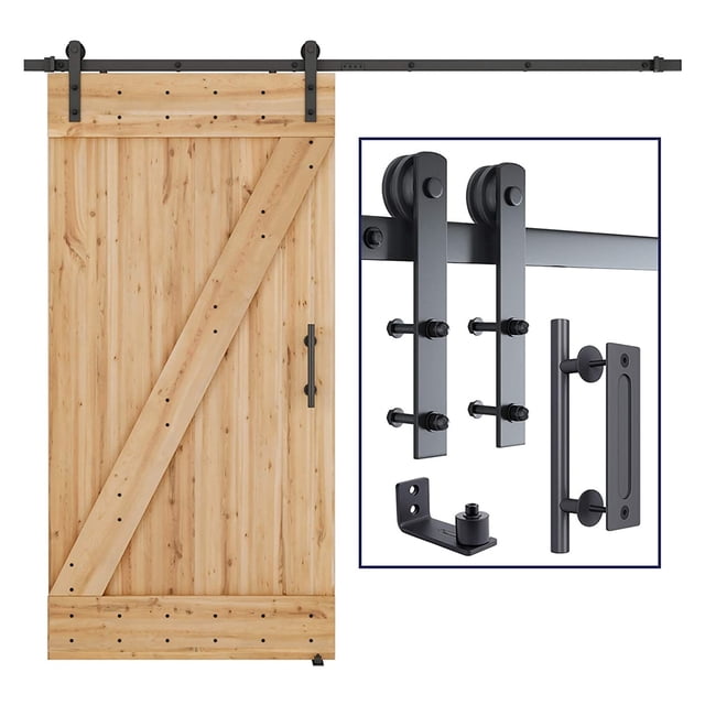 Heavy Duty Sturdy Sliding Barn Door Hardware Kit, Double Rail,Wood Door Barn System,Hanging Rail Sliding Door Hardware Accessories ,Sturdy and Durable