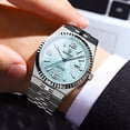 thumbnail image 3 of Reloj de Cuarzo para Hombre de 40 Mm, Esfera Azul Hielo, Fecha, Luminoso, 30 M Resistente Al Agua, Reloj de Pulsera de Acero Inoxidable, 3 of 8
