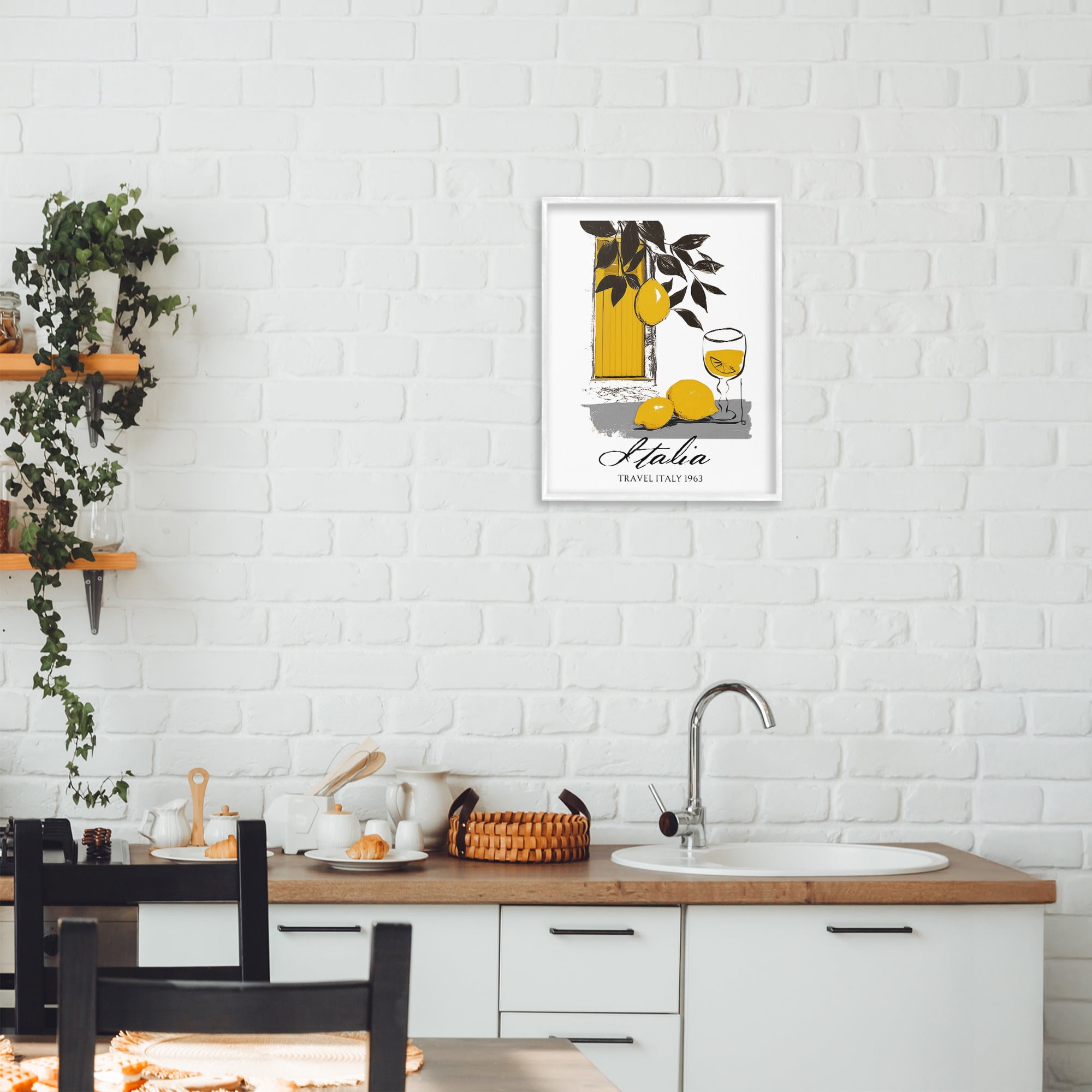 Stupell Industries Travel Italia Lemons White Framed Giclee Art, design by Annabelle Hall