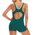 thumbnail image 3 of Traje de baño de una pieza con escote en U, estilo halter y efecto tie-dye con almohadilla para el pecho, color verde oscuro, talla M, 3 of 5