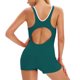 thumbnail image 3 of Traje de baño de una pieza para mujer con cuello en U ahuecado Tie Dye estampado costura traje de baño con almohadilla en el pecho verde oscuro XL, 3 of 5