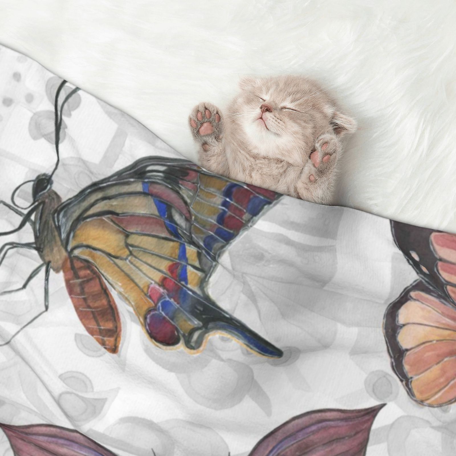 Naloa Vintage Butterflies Dog Blanket, 3 Sizes Cat Blanket for Indoor Cats Large Medium Small Dog Gifts-Medium
