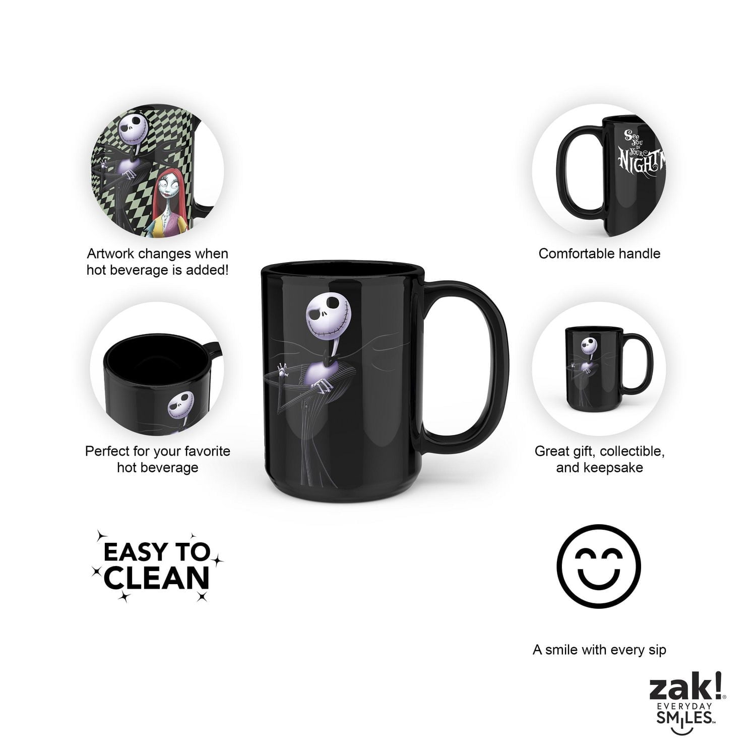 Zak Designs L'Étrange Noël de Monsieur Jack Tasse à Changement de Couleur de 15oz