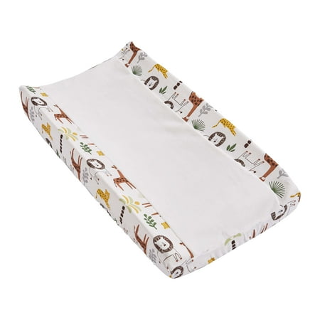 UPC: 0190945143891 | Levtex Baby – Zuma Diaper Changing Pad Cover – Fits Most Standard Changing Pads – Jungle Animals – Brown Green Ochre and Cream – Nursery Accessories – Plush
