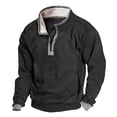 thumbnail image 1 of toraway Mens Sweatshirt Shorts Men's Collar Long Sleeve Sweatshirt Soft Warm Retro Button Pullover L, 1 of 2