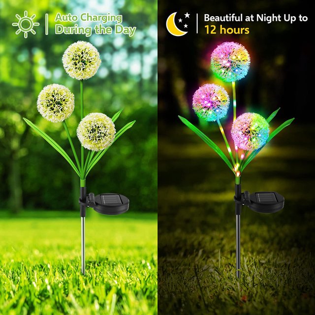 Lámpara 3 cabezas de jardín con energía solar Luz 36LED Flor de diente de león Luz solar de estaca Ndcxsfigh Nuevos Originales